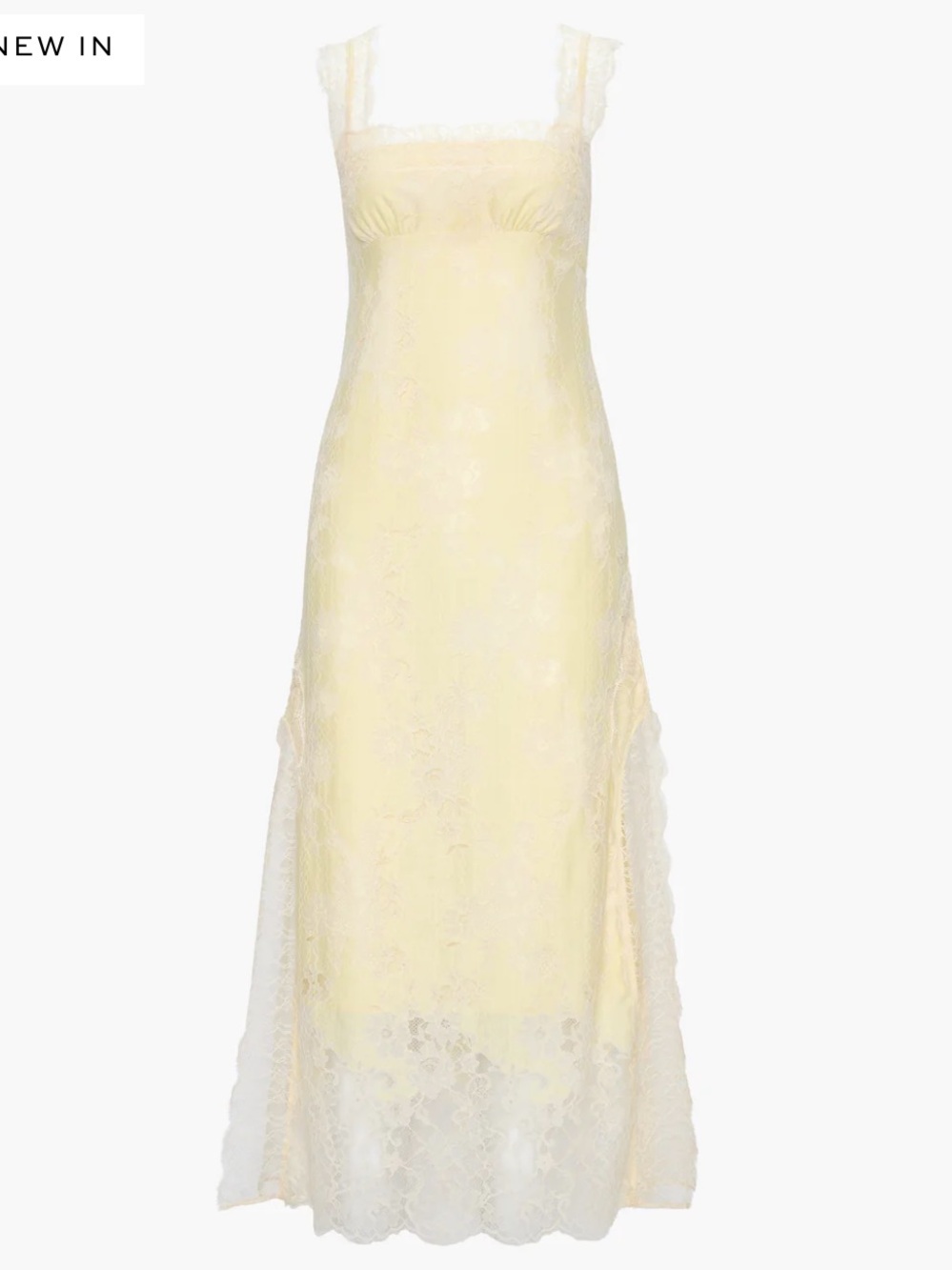 Hill House Home The Alba Dress in Yellow Trailing Lace Yellow White Size Medium - Picture 2 of 6
